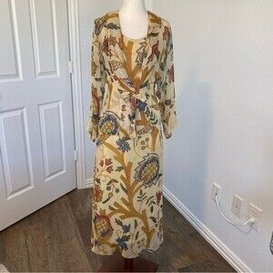 Vintage Maxi Dress & Jkt Floral Paisley Blue Gold NEW OPTIONS by Kate Geddes  S